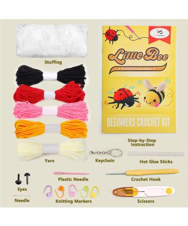 OPOUNT Beginner Crochet Kit - Cute Bee & Ladybug Complete Starter Pack with Step-by-Step Instructions and Video Tutorials - Buy Online on GoSupps.com