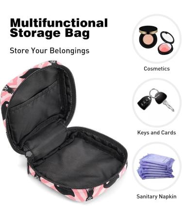 Womens Bonds Storage Pockets Stillpad Holder - Portable Period Kit Bag with Flamingo & Pineapple Design | Feminine Product Bag for Girls - Black & Pink - Buy Online on GoSupps.com