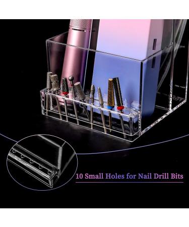 ANGNYA Nail Drill Holder Grinding Bit Storage Box 10 Holes Transparent Nail Drill Bit Holder Plastic Nail Drill Tool Organizer Manicure Tools Display Box for Nail Tech Supplies (Clear) - Buy Online on GoSupps.com