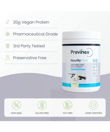 Previnex Nourify Plus Plant-Based Protein Shake - All Natural Vegan Protein Powder High Protein & Low Sugar Gluten Free Soy Free & Dairy Free Vanilla Protein Powder (27.7 oz) - Buy Online on GoSupps.com