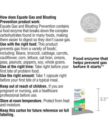 Equate Gas and Bloating Relief Support Food Enzyme Dietary Supplement Digestive Comfort Capsules 100 Count (Pack of 2) + Exclusive ''Thank You'' Sticker by MEELTA - Buy Online on GoSupps.com