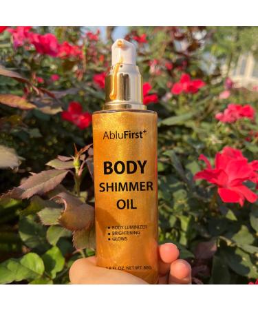 Shimmer Body Oil 2 Colors - Summer Glitter Moisturizer for Smooth Illuminated Glow (Gold, 2.8 Fl Oz) - Buy Online on GoSupps.com
