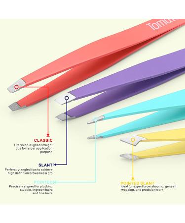 4-Piece Precision Eyebrow Tweezers Set - Slant & Pointed Tips for Hair Removal, Splinters & More - Buy Online on GoSupps.com