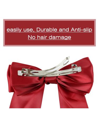 8 Pack 6 Inch Hair Ribbon Alligator Clips - Satin Bow Barrettes for Girls and Women in Pink, Red, Blue, Green, Black - Hair Bow Accessories - Buy Online on GoSupps.com