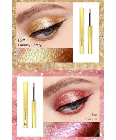 4Pcs Liquid Eye Lasting Glitter Eyeshadow Liquid Multi-Dimensional Eye Looks Eye with Applicator Eyeshadow Liquid-Set - Buy Online on GoSupps.com