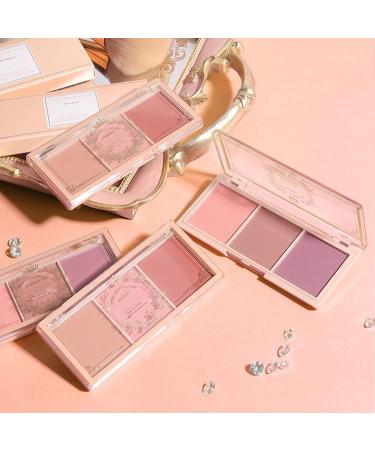 Erinde 3 Color Face Blush Palette - Matte & Shimmery Mineral Contour Highlight Blusher Powder for All Skin Tones - Purple Blush 0.35oz - Buy Online on GoSupps.com