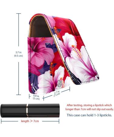 Buy Tropical Flower Leather Lipstick Case - Mini Lip Gloss Organizer with Mirror | International Shipping Available - Buy Online on GoSupps.com