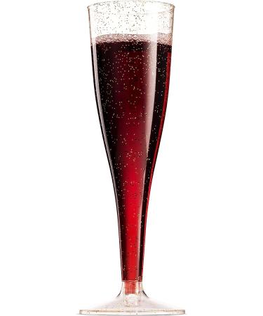 100 Gold Glitter Disposable Champagne Flutes for Parties, Events, Weddings - Plastic Mimosa Bar Glasses - Toasting Cocktail Cups - Buy Online on GoSupps.com
