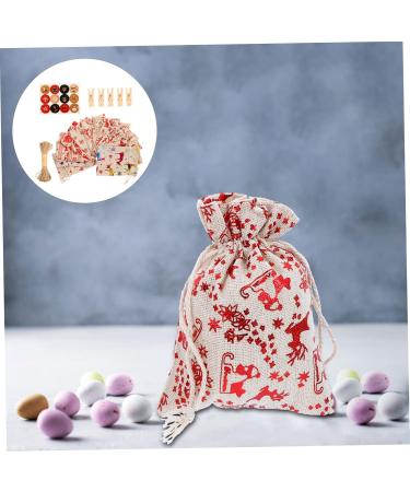 BCOATH 24pcs Countdown Candy Bag Advent Calendar Pouches Drawstring Bag Bags Tag Wood - Buy Online on GoSupps.com