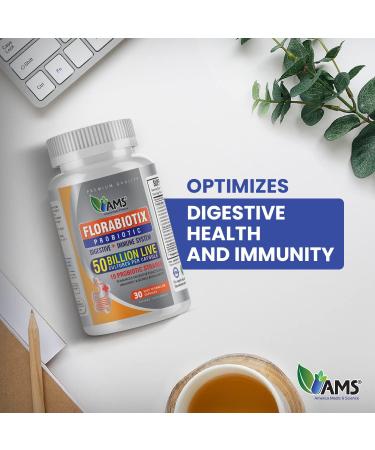 America Medic & Science Florabiotix Probiotic (30 Capsules) | Dietary Supplement for Men and Women| 50 Billion Live Cultures | 10 Probiotic Strains | Supports Digestive and Immune Health 50 Count (Pack of 1) - Buy Online on GoSupps.com
