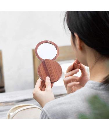 Beaupretty Portable Cosmetics Mirror | Compact Pocket Mirror with Wooden Frame | Personal Handheld Makeup Mirror for Travel - Buy Online on GoSupps.com
