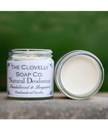 Clovelly Soap Co Natural Handmade Deodorant Balm Sandalwood & Bergamot 60g Glass Jar - Buy Online on GoSupps.com
