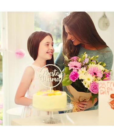 Best Mom Cake Topper | Wooden Mom Cake Decoration for Birthdays & Mother's Day | 15 x 23 cm - Buy Online on GoSupps.com