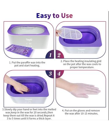 Teglu 4L Paraffin Bath for Hands & Feet | Complete Paraffin Wax Set with 1350g Wax Gloves & Brush - 200W White - Buy Online on GoSupps.com