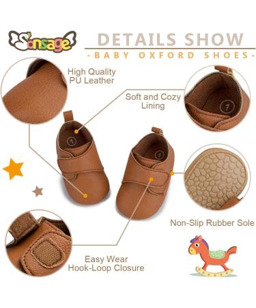 Sonsage Infant Baby Oxford Shoes | Anti-Slip Lace-Up Trainer for First Walkers | 6-12 Months | C Brown - Buy Online on GoSupps.com