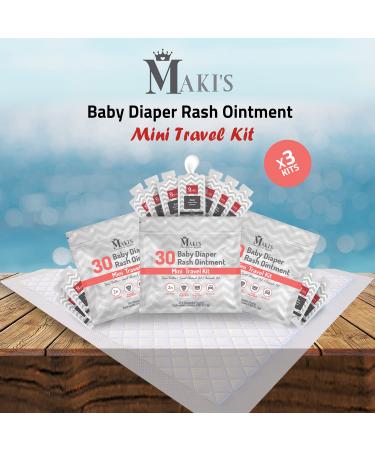 3 Pack - Maki's Baby Diaper Cream x 30 Individually Wrapped Packets | Value Pack | Diaper Cream and Ointment for Treatment & Prevention of Diaper Rash | Safe for Baby's Sensitive & Delicate Skin