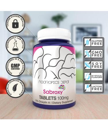 Nootropics Depot Sabroxy Tablets | 500mg | 30 Count | 10% Oroxylin-A | Oroxylum Indicum | Enhance Focus & Motivation | Boost Cognitive Function - Buy Online on GoSupps.com