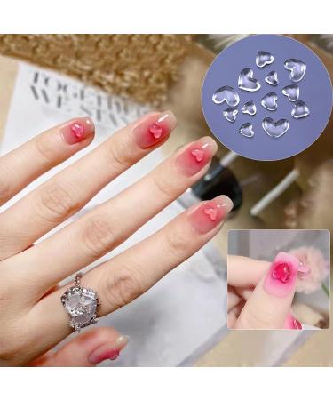 200PCS 3D Heart Nail Art Charms - Clear Acrylic Rhinestones for Women & Girls DIY Manicure - Buy Online on GoSupps.com