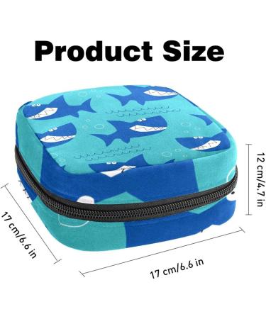 Ocean Sea Shark Pattern Menstrual Pad Bag - Portable Sanitary Napkins Storage for Girls & Women - Buy Online on GoSupps.com