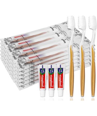 Bulk Disposable Toothbrushes with Toothpaste - 20 Individually Wrapped Travel Kits for Hotels Airbnb Weddings & Charities - Buy Online on GoSupps.com