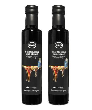 PAN Premium balsamic vinegar with honey - Mild and aromatic - Greek balsamic - 2 x 250 ml - Fine food