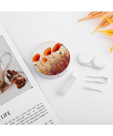 Stylish Red Poppy Flowers Contact Lens Case - Durable Plastic Travel Box for Lens Care - Buy Online on GoSupps.com