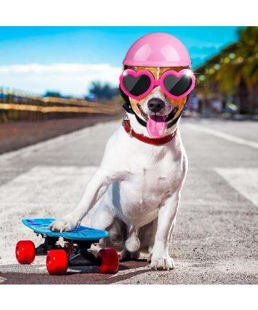 Xuniea 2 Pieces Small Dog Helmet and Goggles Puppy Sunglasses UV Protection PET Helmet with Adjustable Belt Dog Motorcycle Hard Safety Hat for Doggie Windproof Glasses Small Dog Cycling Riding(Pink) - Buy Online on GoSupps.com