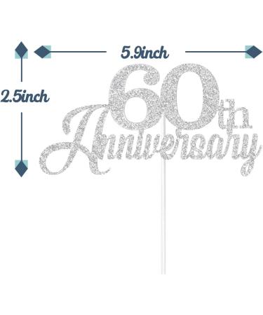Tenhaisi Glittery Silver Happy 60th Anniversary Cake Topper Hello 60 Wedding Party Decorations - 60th Wedding Anniversary Cake Topper - Cheers to 60 Anniversary Birthday Party Supplies - Buy Online on GoSupps.com