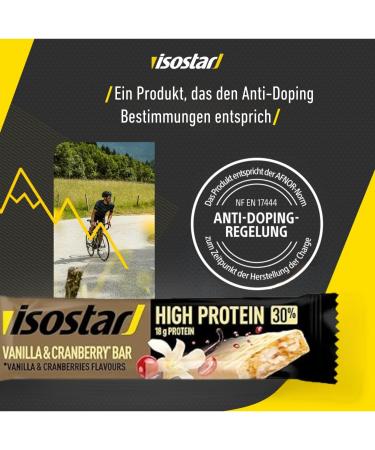 Isostar High Protein 30 Bars Vanilla Cranberry Flavor - Pack of 16 Protein Bars for Athletes - 16 x 55 g - Buy Online on GoSupps.com
