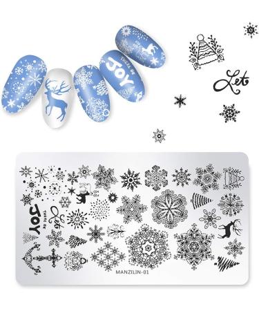 4-Piece Christmas Nail Art Stamp Plates - Santa Snowflake Reindeer & Stocking Designs for Festive Nail Decor - Buy Online on GoSupps.com