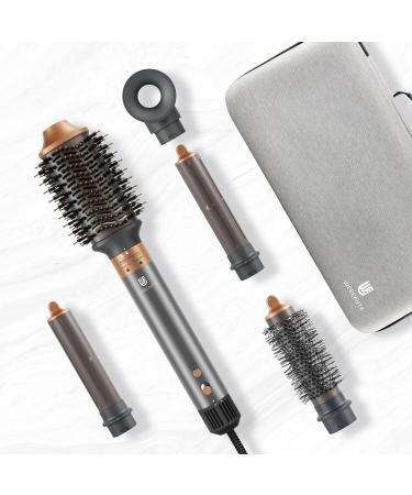 webeauty 5-in-1 Hair Dryer Brush - Professional Hot Air Brush for Fast Drying Curling and Straightening - Ceramic Coating & Negative Ion Technology - 110000 RPM (Grey/Gold - Buy Online on GoSupps.com