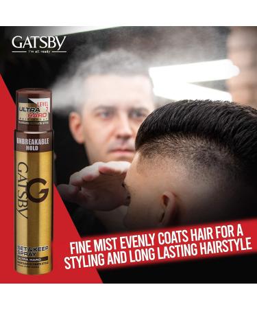 Gat'sby Set & Keep Hair Spray - Ultra Hard 250ml | Quick Drying Long Lasting Hold No Flaking Natural Shine & Easy Wash Off | Contains UV Ray Protector | Hair Spray For Salon Like Finish - Buy Online on GoSupps.com