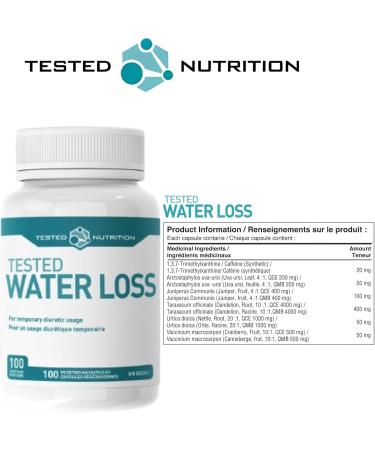 Tested Nutrition Tested Water Loss | Temporary Diuretic Usage for Natural Water Retention Balance & Reduced Bloat | Just One Capsule A Day | 100 Servings (100 Vegetarian Capsules) - Buy Online on GoSupps.com