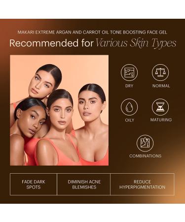 Buy Makari Extreme Argan & Carrot Oil Face Gel | Anti-Aging Even Skin Tone & Acne Treatment | 1 oz Organic Gel for Sun Spots & Wrinkles - Buy Online on GoSupps.com