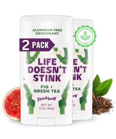 Natural Organic Deodorant Stick with Fig + Green Tea Coconut Oil and Activated Charcoal Aluminum Free Deodorant by Stinkbug Naturals 2.1 Ounce Pack of 2