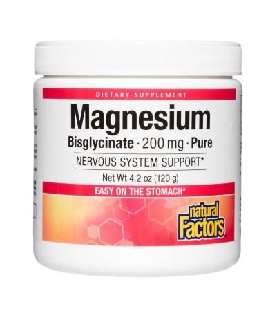 Natural Factors Magnesium Bisglycinate Pure 200 mg 4.2 oz (120 g)