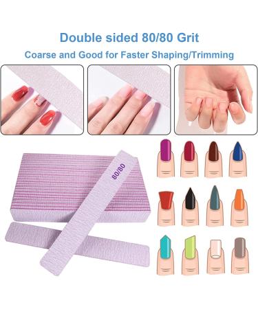 80/80 Grit Nail Files (25 Pcs) - Coarse Emery Boards for Acrylic and Gel Nails - Double Sided Professional Filers Pack - Reusable Washable Manicure Tools - Buy Online on GoSupps.com