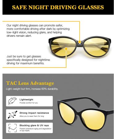 LVIOE Night Vision Goggles for Women - Polarized Eye of the Cat Design with Red Reflections | Superior Night Driving Gear - Buy Online on GoSupps.com