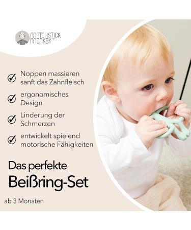 Match Stick Monkey Gift Set | BPA-Free Bite Rings & Dental Aid for Gums | 3 Pack - Ludo Lion Gigi Giraffe & Monkey Mint | Safe for 3 Months+ - Buy Online on GoSupps.com