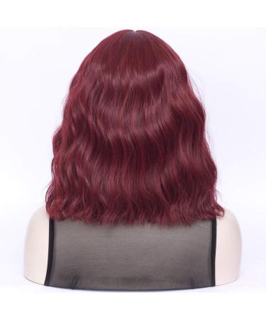 FVCENT Short Curly Burgundy Wig for Women | Shoulder Length Full Bang Wavy Hair - Buy Online on GoSupps.com