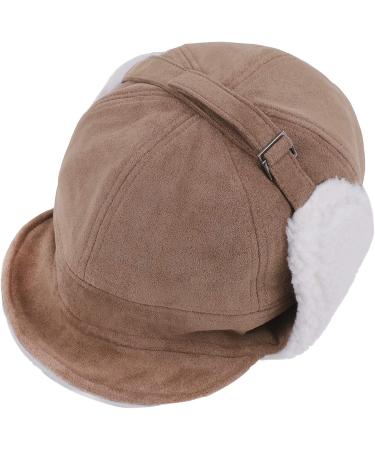 Windproof Coldproof Faux Fur Ushanka Russian Hat | Winter Earflap Hat for Adults & Elders | Thick Plush Lining | Ski & Hunting Trapper Hat - Khaki - Buy Online on GoSupps.com
