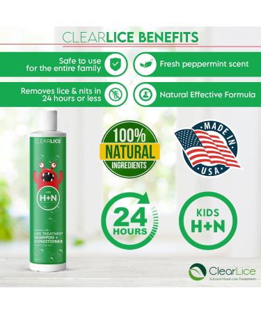Clearlice 2 in 1 Lice Treatment Shampoo & Conditioner 8 oz - Effective Head Lice Solution - Buy Online on GoSupps.com