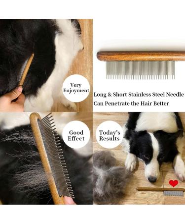 Bzkser Katzenkamm - 2 Pack Wooden Cat Brush & Stainless Steel Dog Comb for All Coat Lengths | Effective Flea Comb Removes Mats & Loose Hair - Buy Online on GoSupps.com