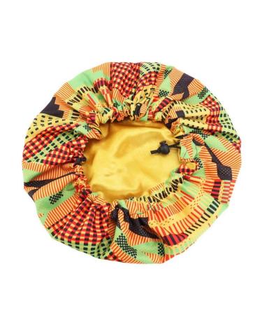 JK Home Kids Satin Bonnet Double Sided Sleep Cap Elastic Band Adjustable Night One Size Green