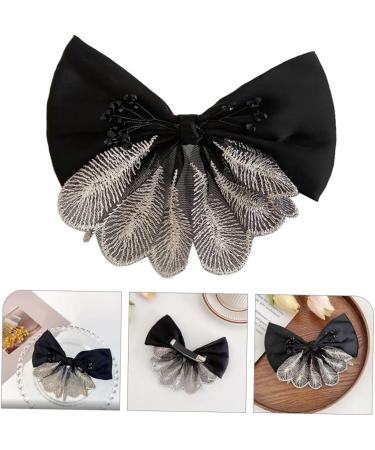 minkissy bow hairpin bow women barrettes Black hair bow headress bow hairpin bow hair barrettes for women xmas bowknot hair ties for women headwear bow woman dense fabric Fabric - Buy Online on GoSupps.com