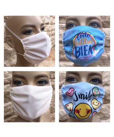 Family set: 2 x adult mask + 2 x children's masks 3 layers washable reusable Spanish product