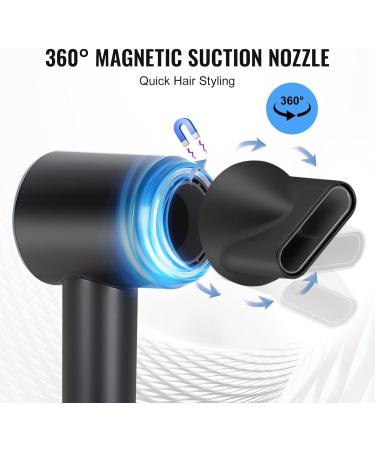 Professional Ionic Hair Dryer - 1800W Fast Drying Blow Dryer with Concentrator Nozzle for Home & Travel - Lightweight & Quiet (Black - Buy Online on GoSupps.com