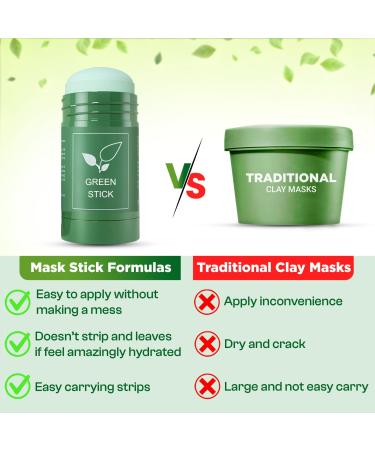 Green Tea Clay Stick - Deep Pore Cleansing Blackhead Remover Mask for All Skin Types | Brightening Facial Treatment with Green Tea Extract - Buy Online on GoSupps.com