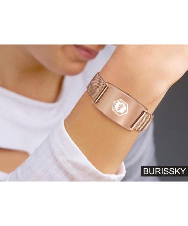 Personalized Medical Alert Bracelets for Men & Women | Free Engraving & Adjustable Waterproof ID Wristbands | 8.5" Rose Gold Band & Tag - Buy Online on GoSupps.com