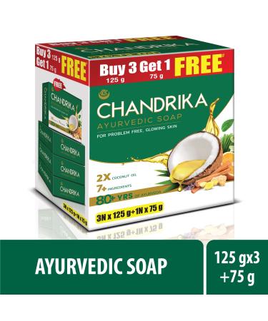 Chandrika Oval Soap - Set of 4 | 3 x 125g & 1 x 75g | Natural Skincare | International Shipping - Buy Online on GoSupps.com